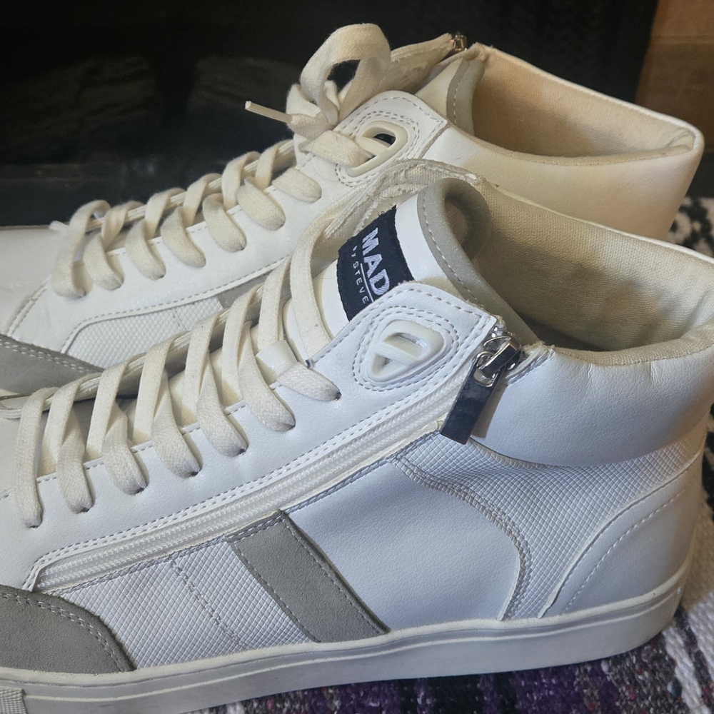 Madden Mens White High-Top Sneakers Size 11
